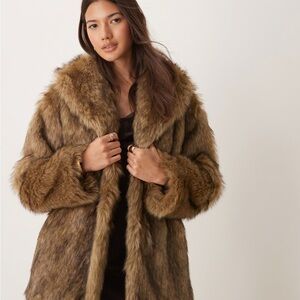 Abercrombie Women's Faux Fur Coat - Brown